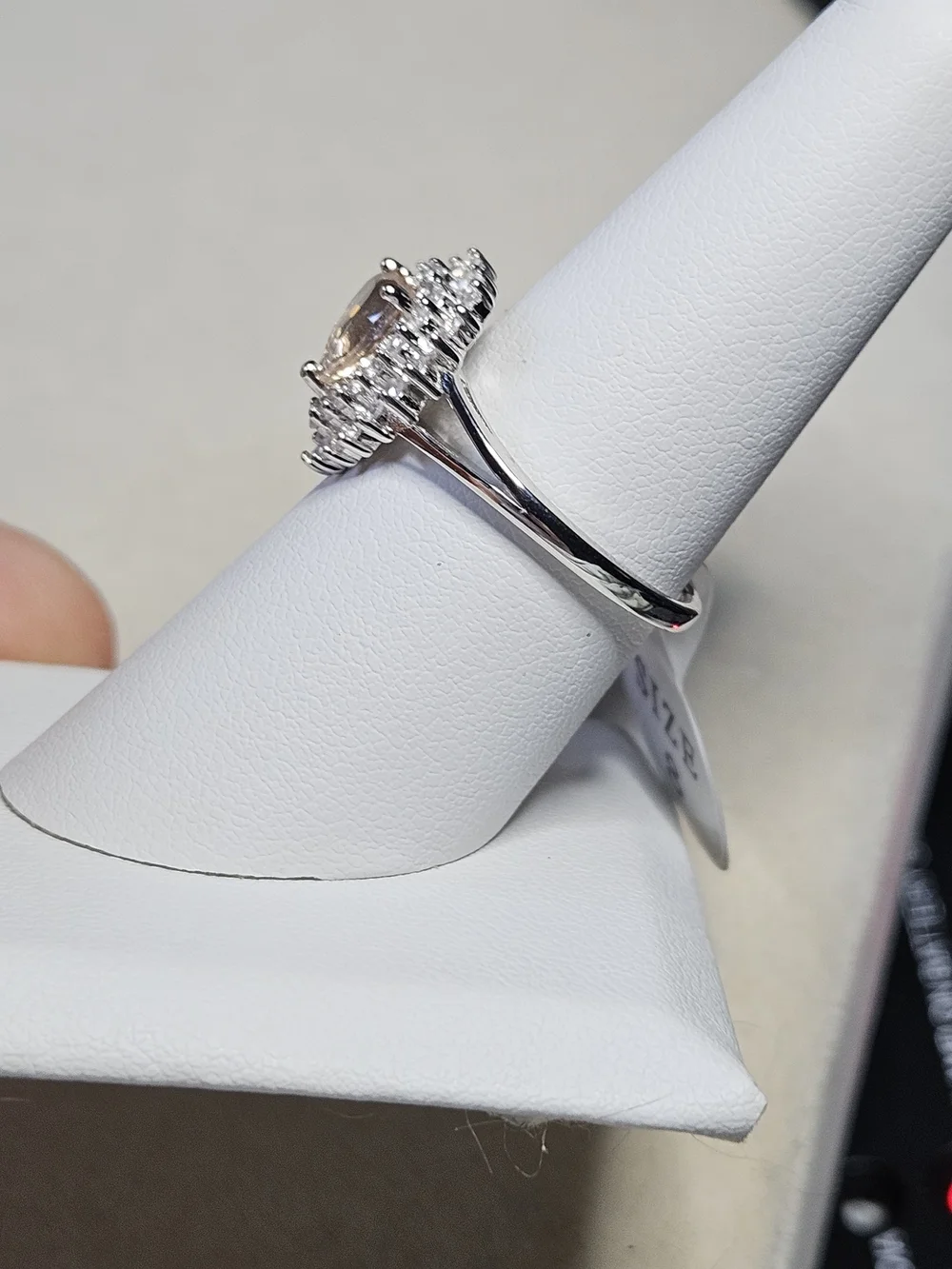 Stunning Heart Halo Ring with Champagne Center Stone - Sterling Silver